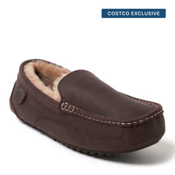 Product Image for Fireside By Dearfoams Men's Melbourne Genuine Leather and Shearling Moccasin Slipper