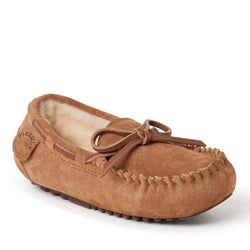 Product Image for Fireside By Dearfoams Kid's Parke Genuine Shearling Moccasin Slipper