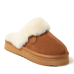 Product Image for Fireside by Dearfoams Women's Melton Genuine Shearling Platform Scuff Slipper