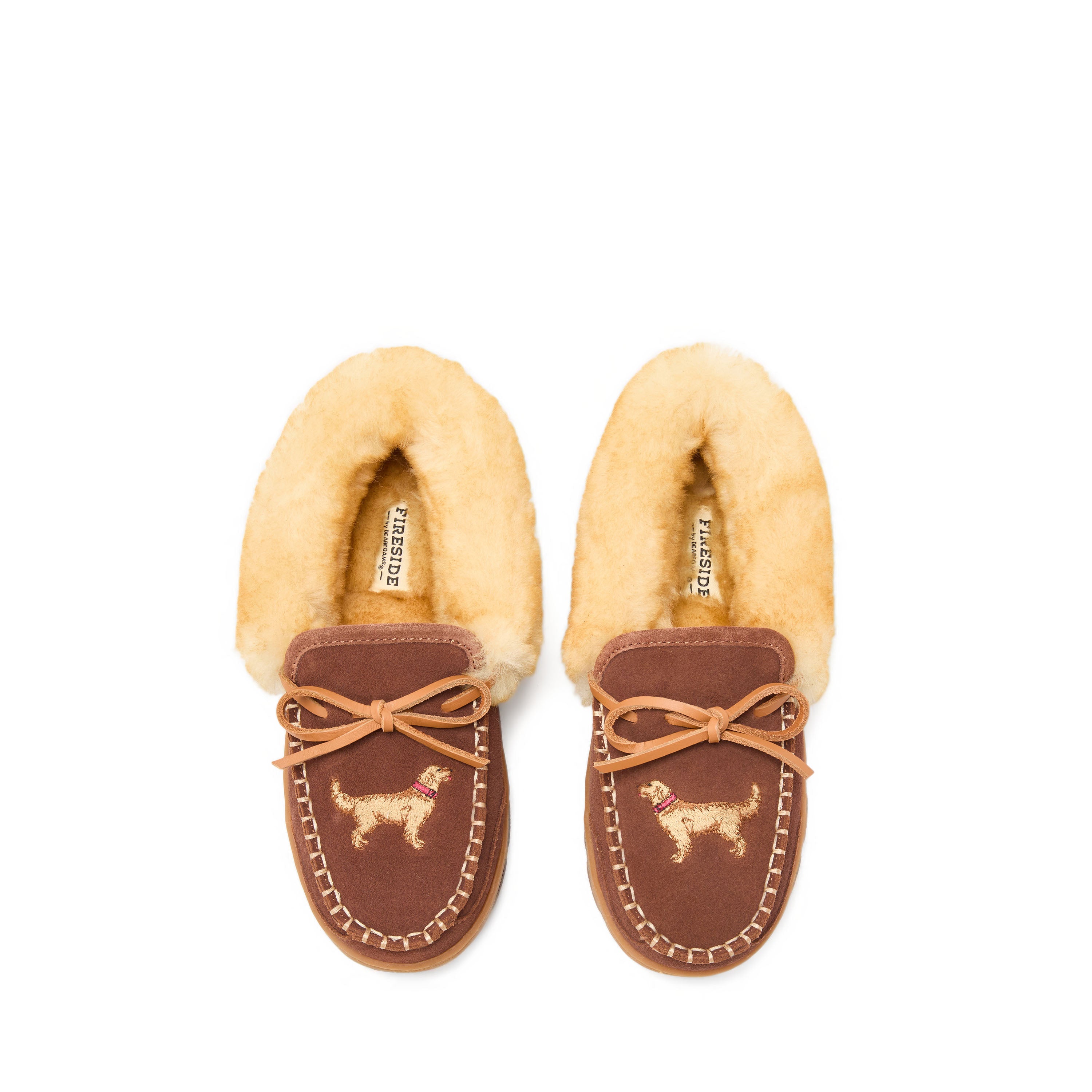 Fireside by Dearfoams Women's Gladstone Genuine Shearling Moccasin with Stitching