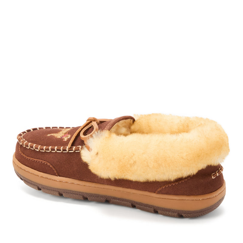 Fireside by Dearfoams Women's Gladstone Genuine Shearling Moccasin with Stitching