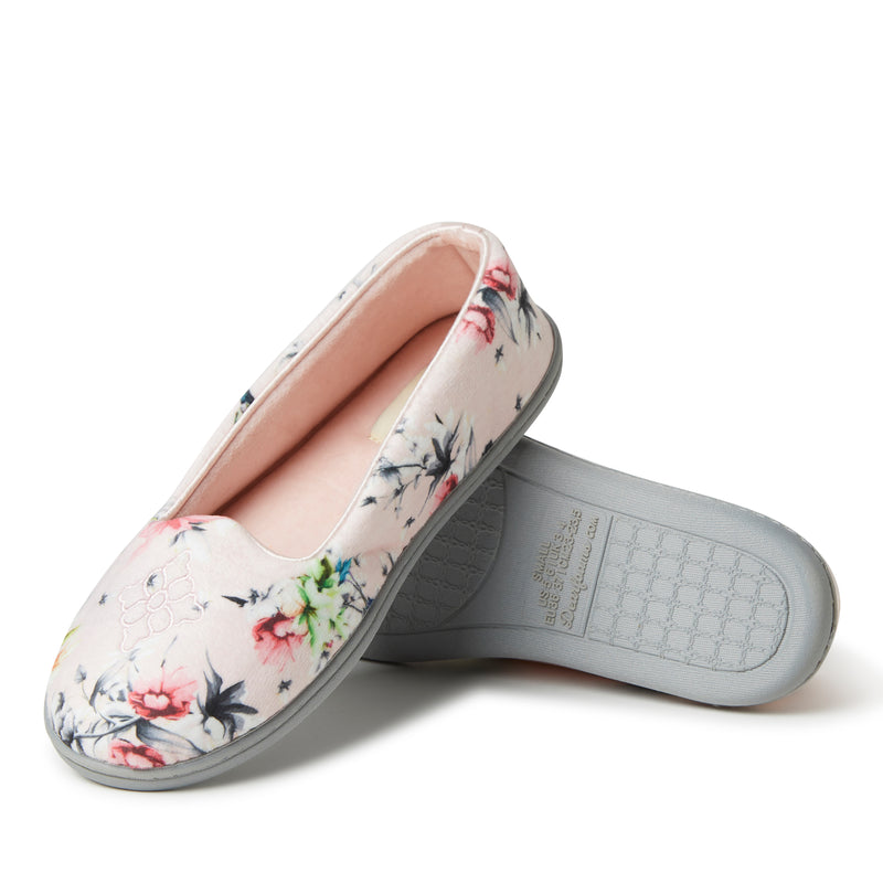Dearfoams Womens Rebecca Microfiber Velour Closed Back House Slipper