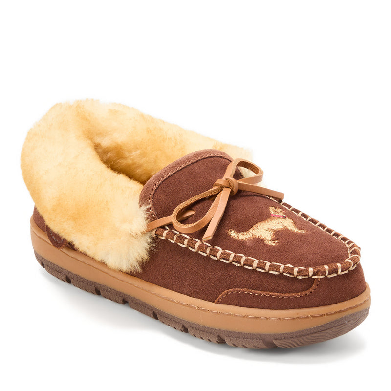 Fireside by Dearfoams Women's Gladstone Genuine Shearling Moccasin with Stitching
